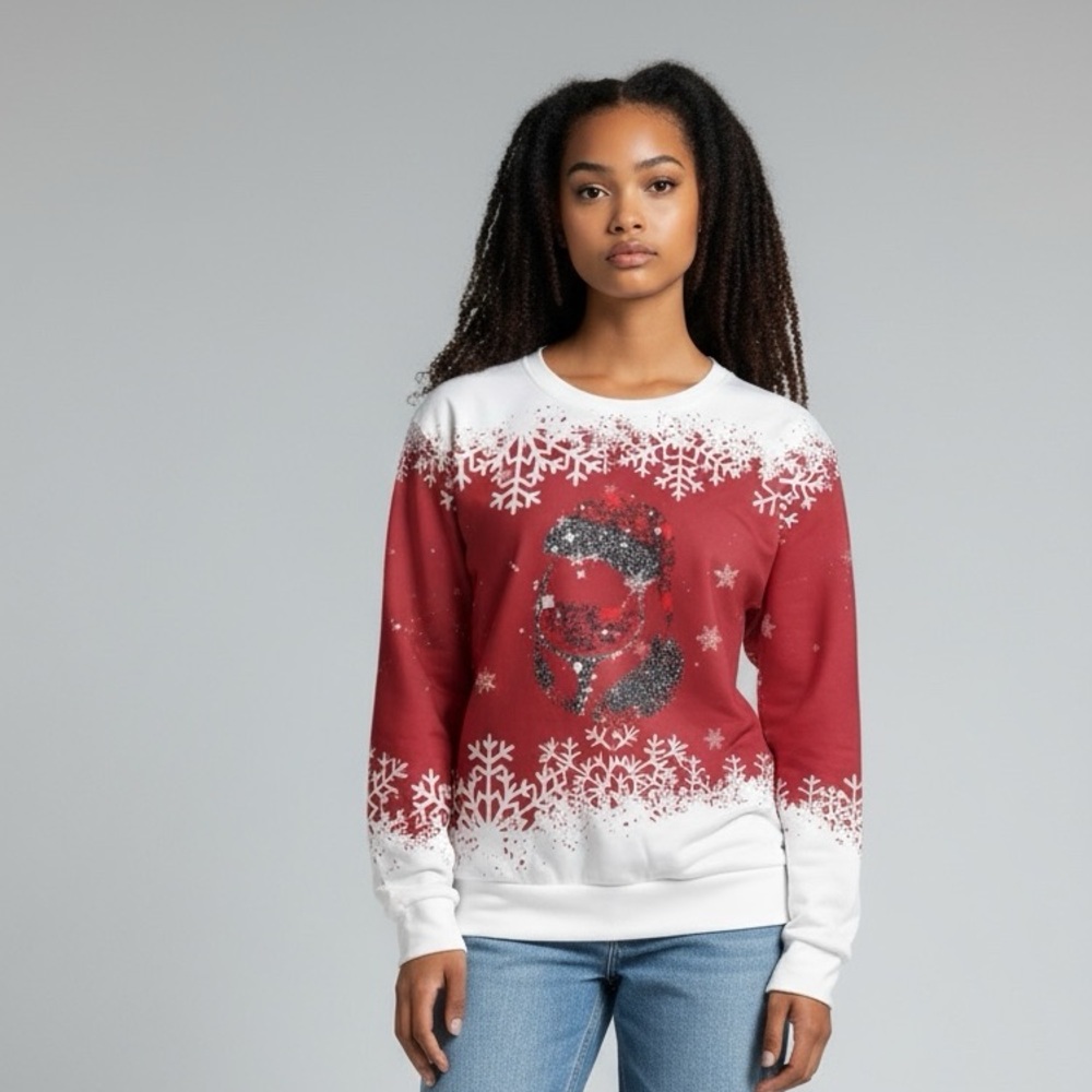 Festive Red and White Snowflake Sweatshirt